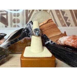 Blue Topaz Sterling Silver Stamped Suarti 925 BA Bali Jewelry Size 7 Ring